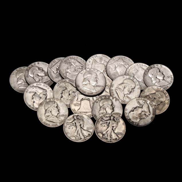 a-roll-having-two-walking-liberty-halves-and-eighteen-franklin-halves