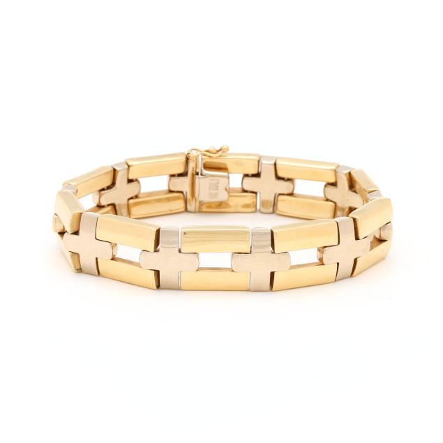bi-color-gold-square-link-bracelet-h-w-burdick-co