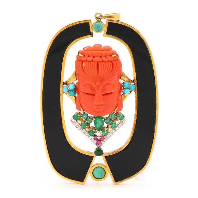 vintage-gold-coral-black-onyx-and-gem-set-buddha-pendant