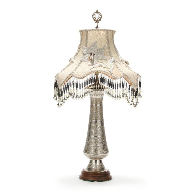 a-vintage-indo-persian-style-nickel-plated-lamp-with-beaded-shade