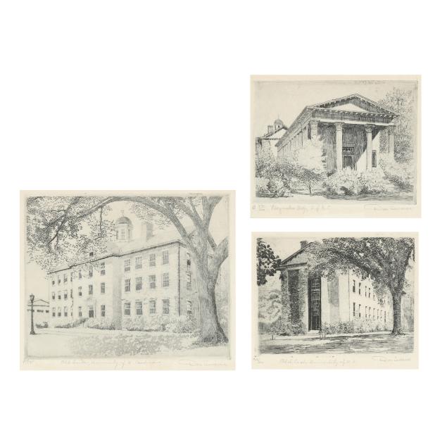 don-swann-american-1889-1954-three-university-of-north-carolina-campus-etchings