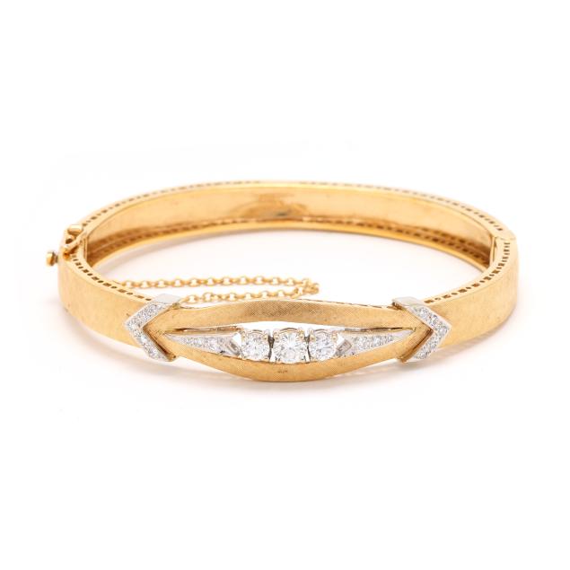 vintage-bi-color-gold-and-diamond-bangle-bracelet