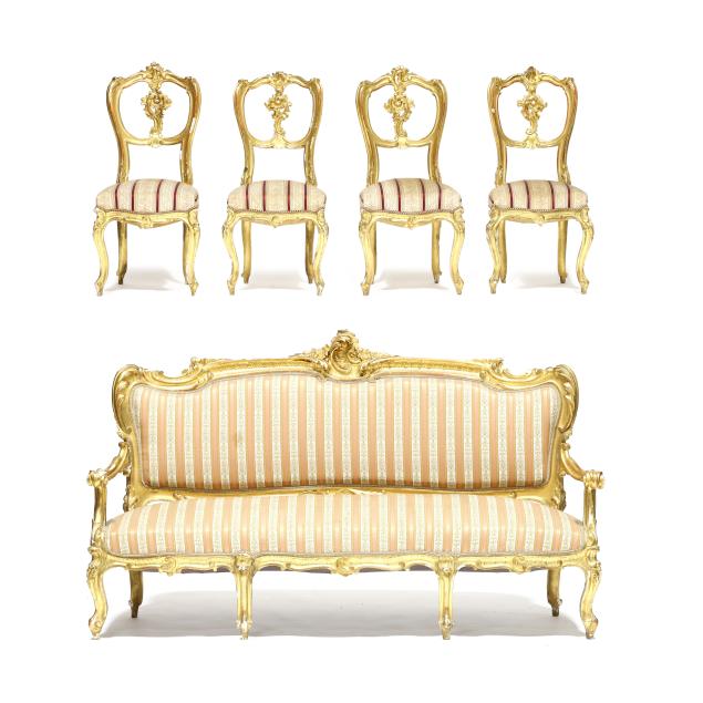 rococo-style-carved-and-gilt-five-piece-parlour-suite
