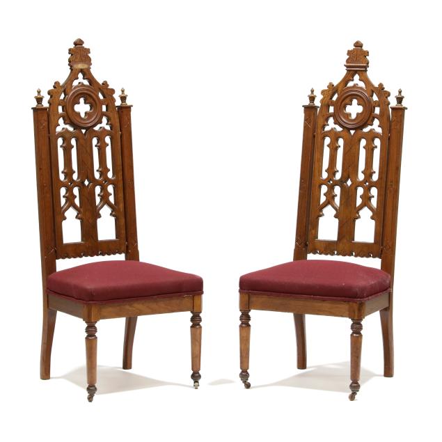 pair-of-gothic-revival-carved-walnut-hall-chairs