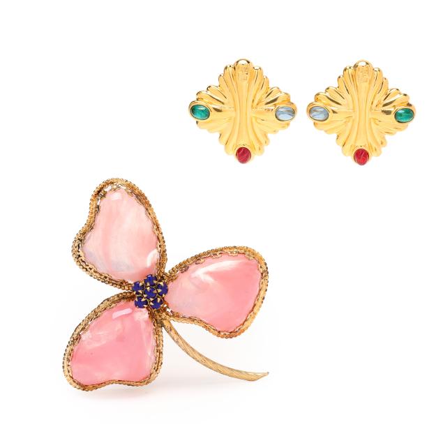a-costume-brooch-by-schreiner-and-a-pair-of-costume-earrings-by-fendi
