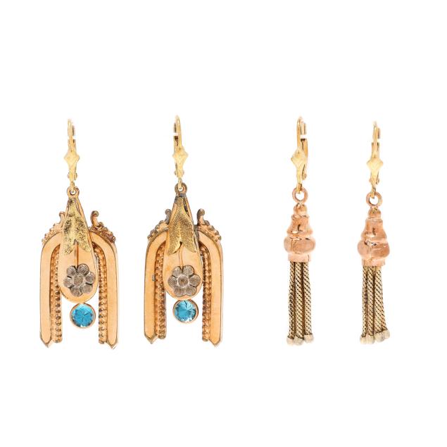 two-pairs-antique-dangle-earrings