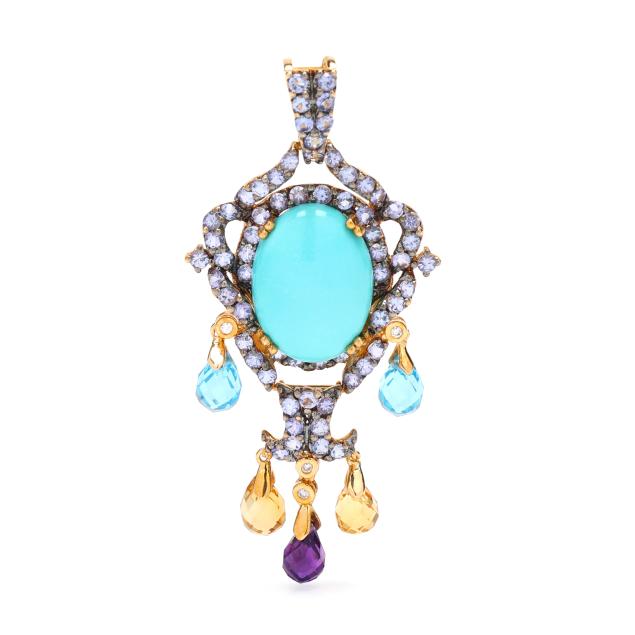 gold-turquoise-and-multi-gemstone-pendant-carlo-viani-for-le-vian