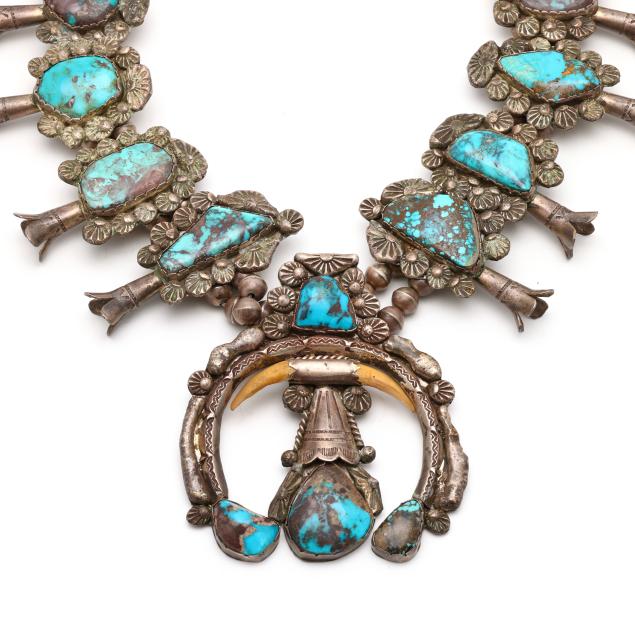 large-southwestern-silver-and-turquoise-squash-blossom-necklace