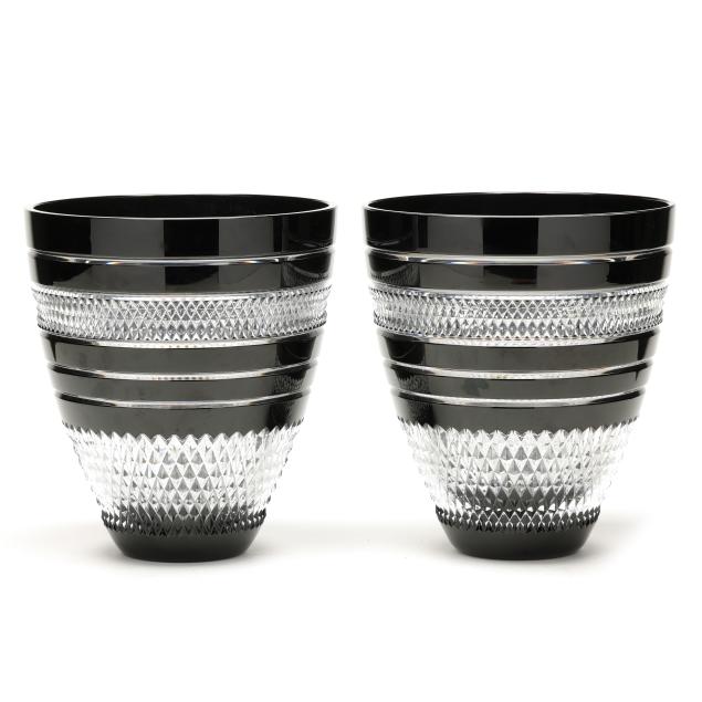 john-rocha-for-waterford-pair-of-i-voya-black-i-crystal-flower-vases