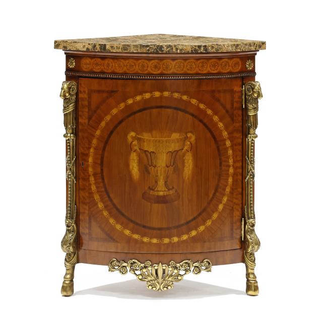 maitland-smith-marble-top-and-ormolu-mounted-marquetry-inlaid-corner-cabinet