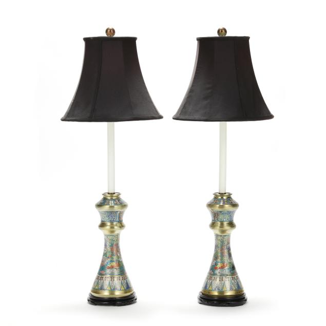 pair-of-cloisonne-candlestick-table-lamps