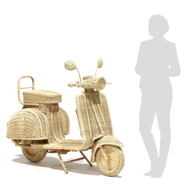 lifesize-wicker-moped
