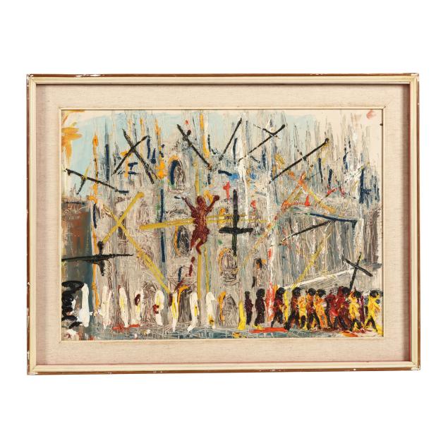 italian-school-late-20th-century-crucifixion-at-a-cathedral