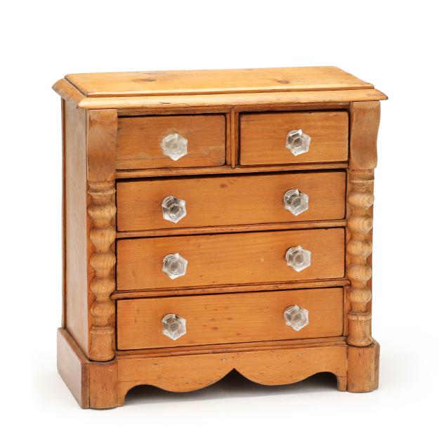 antique-english-miniature-pine-chest-of-drawers