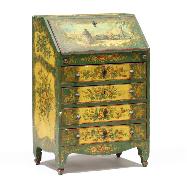 vintage-venetian-painted-diminutive-slant-front-desk