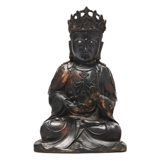 a-chinese-gilt-bronze-seated-sculpture-of-guanyin