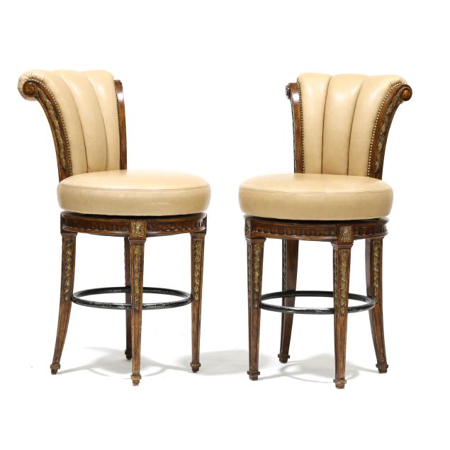 attributed-marge-carson-pair-of-louis-xv-style-leather-barstools