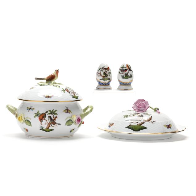 herend-three-pieces-of-i-rothschild-bird-i-porcelain-servingware