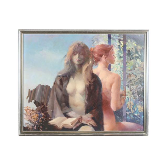 charles-billich-australian-b-1934-two-seated-nude-figures