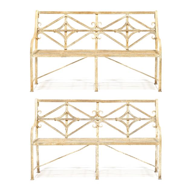 pair-of-wrought-iron-garden-benches