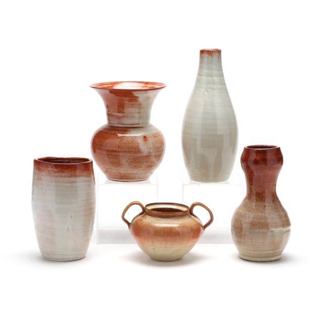 attributed-to-j-b-cole-pottery-steeds-nc-five-red-eye-gravy-glazed-pottery-wares