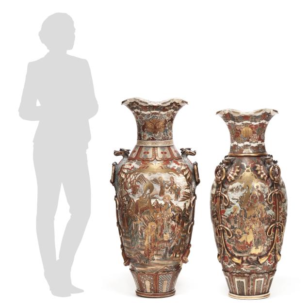 a-near-pair-of-palatial-japanese-meiji-satsuma-floor-vases