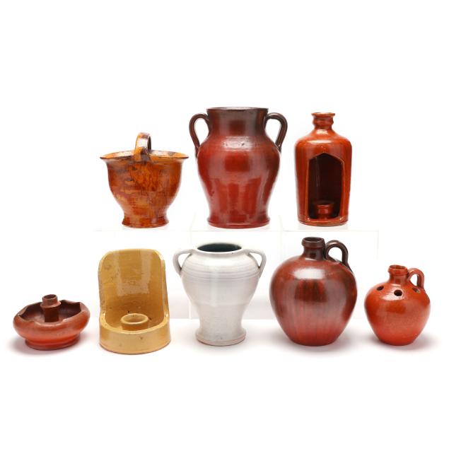 attributed-to-j-b-cole-steeds-nc-selection-of-eight-pottery-items