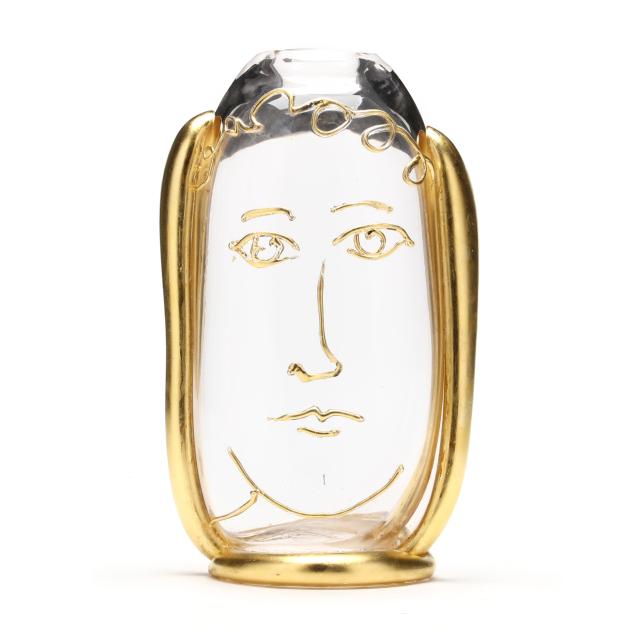 william-bernstein-american-b-1945-face-vase-with-gold-leaf