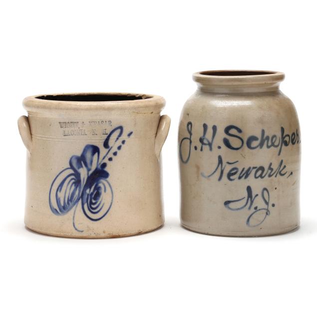 two-antique-cobalt-decorated-salt-glazed-stoneware-vessels