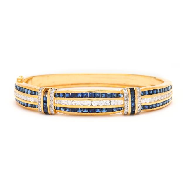 gold-sapphire-and-diamond-bangle-bracelet