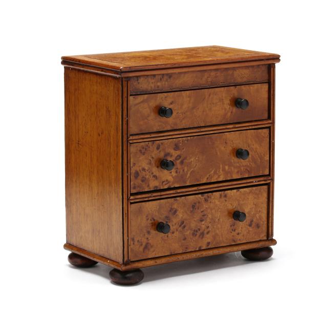 english-style-inlaid-burl-wood-miniature-chest-of-drawers