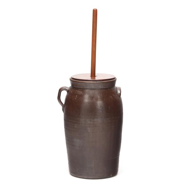 american-five-gallon-stoneware-churn-stamped-brown-pottery