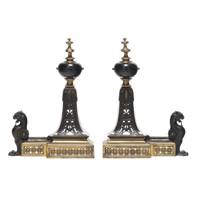 pair-of-bronze-chenets-with-griffins