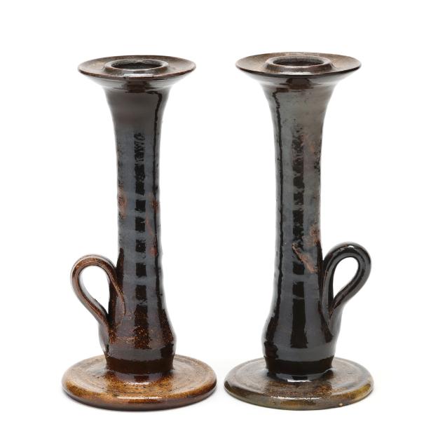 attributed-to-c-r-auman-pottery-seagrove-nc-pair-of-vintage-pottery-candlesticks