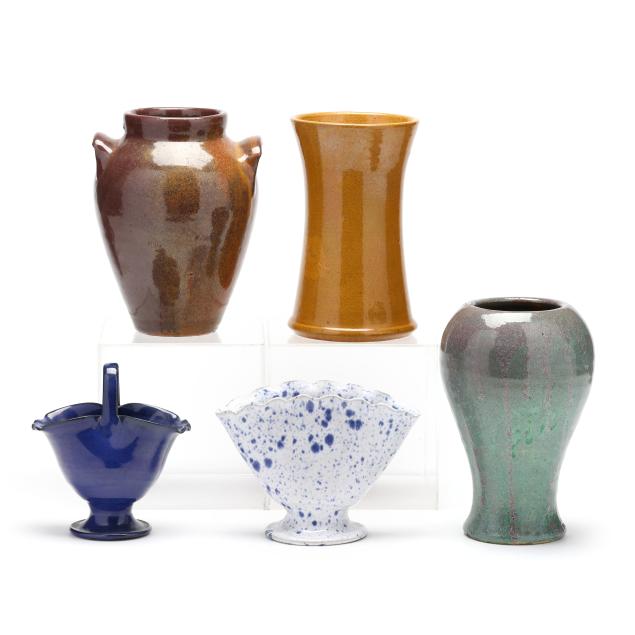 collection-of-five-cole-family-pottery-wares