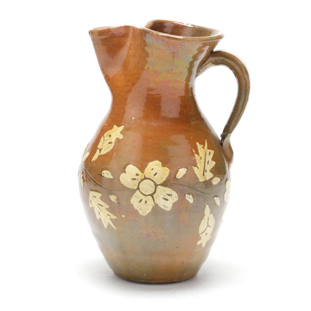 attributed-to-daniel-z-craven-nc-1873-1949-dogwood-pottery-pitcher
