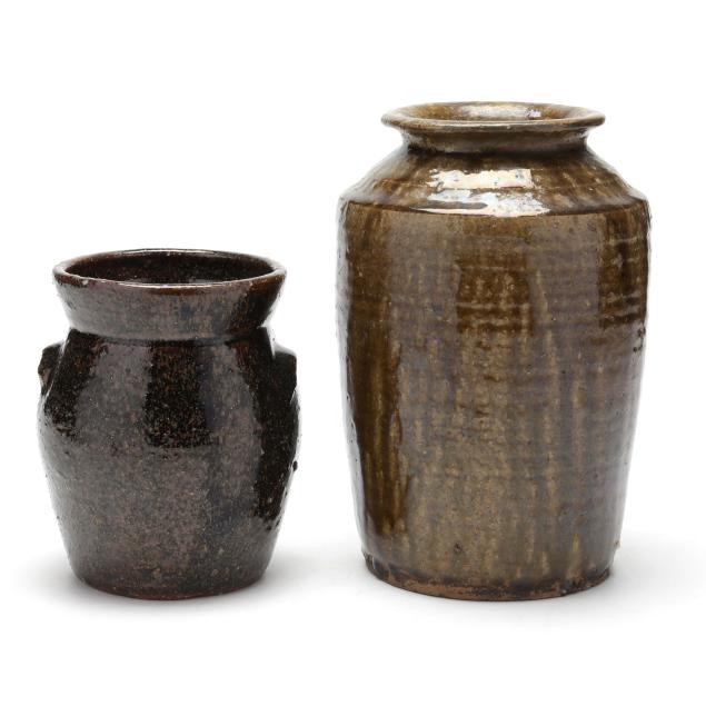 group-of-two-glazed-stoneware-crocks