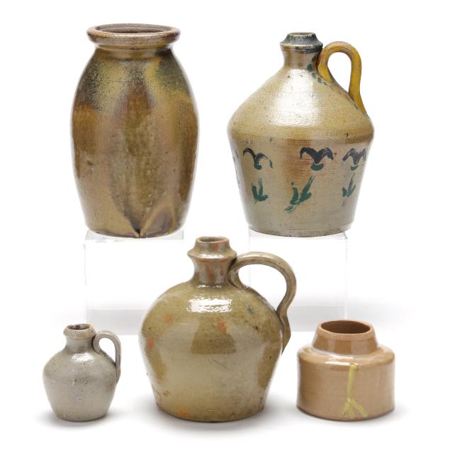 five-assorted-vintage-stoneware-vessels
