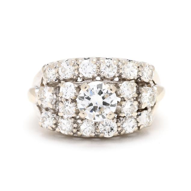 white-gold-three-row-diamond-ring