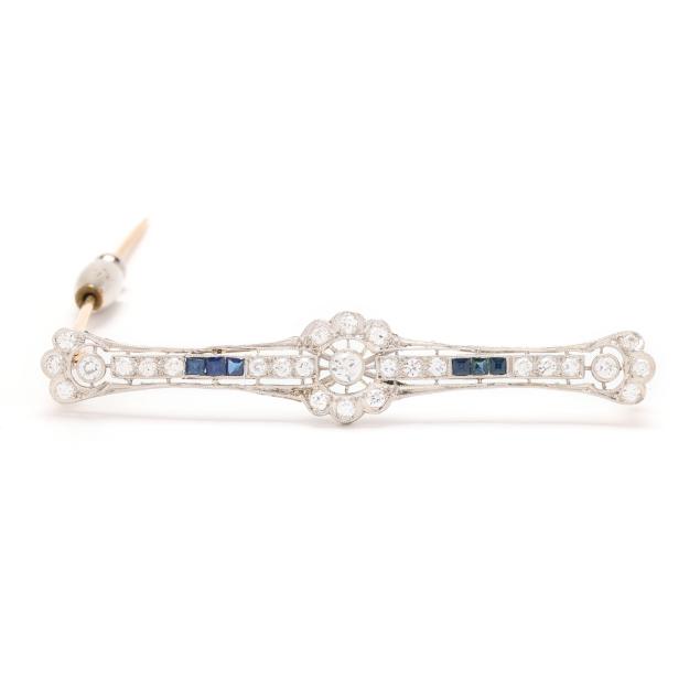 antique-platinum-diamond-and-sapphire-floral-motif-bar-brooch