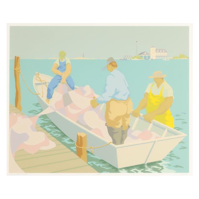 claude-howell-nc-1915-1997-i-loading-nets-ocracoke-i