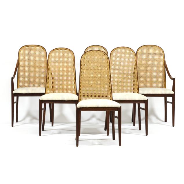 manner-of-milo-baughman-set-of-six-tall-cane-back-dining-chairs