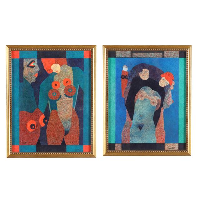 jim-yeatts-american-1922-2005-i-blue-dress-i-and-i-yellow-woman-i-two-works