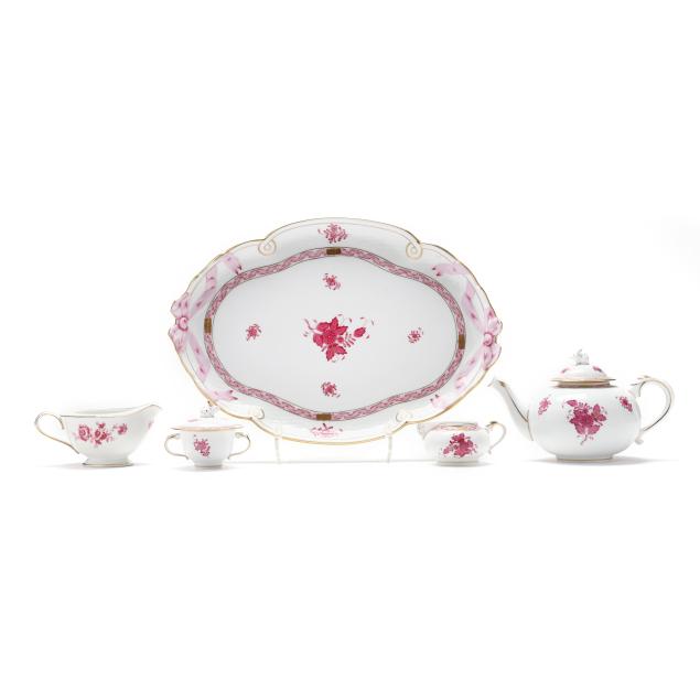 assembled-porcelain-tea-service-including-herend-i-chinese-bouquet-raspberry-i