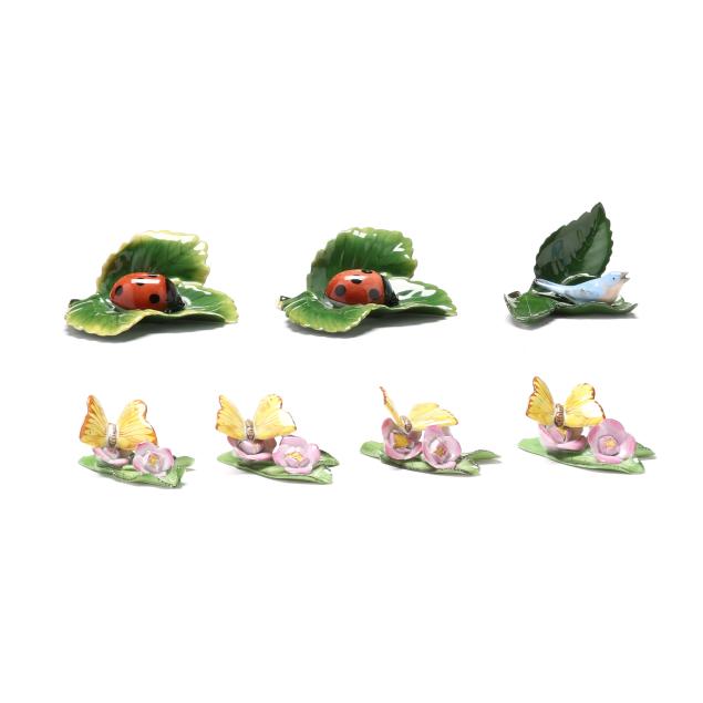 herend-seven-porcelain-bird-and-bug-place-card-holders