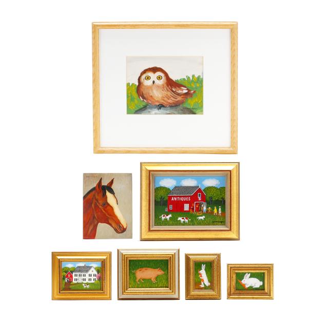 charles-wehringer-american-20th-century-seven-small-paintings-farm-theme