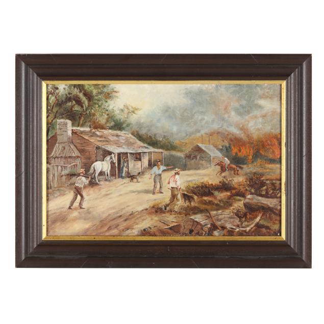 american-school-early-20th-century-western-scene-of-a-wildfire