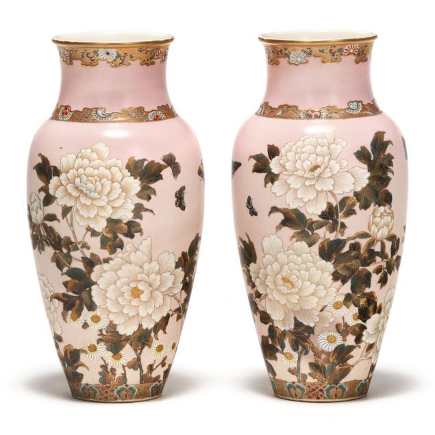 a-pair-of-large-pink-and-gilt-satsuma-vases-with-butterflies-by-kinkozan