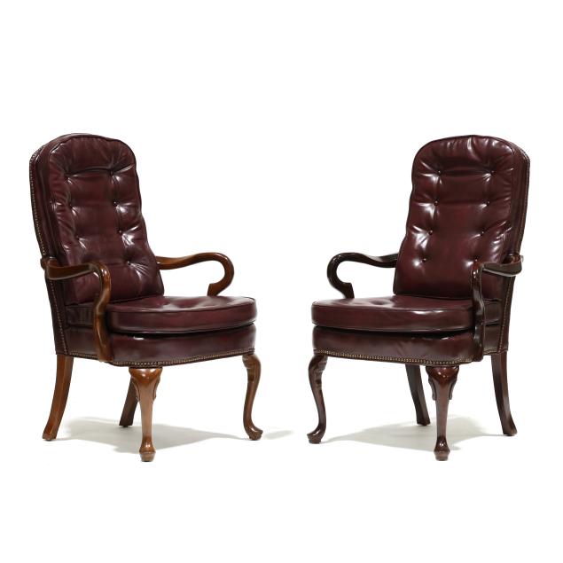 fairfield-pair-of-queen-anne-style-leather-library-chairs