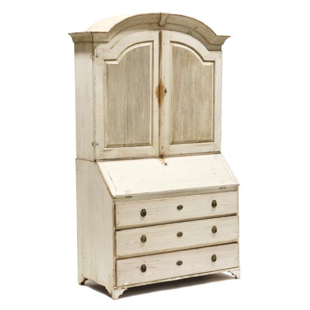gustavian-painted-pine-bureau-bookcase